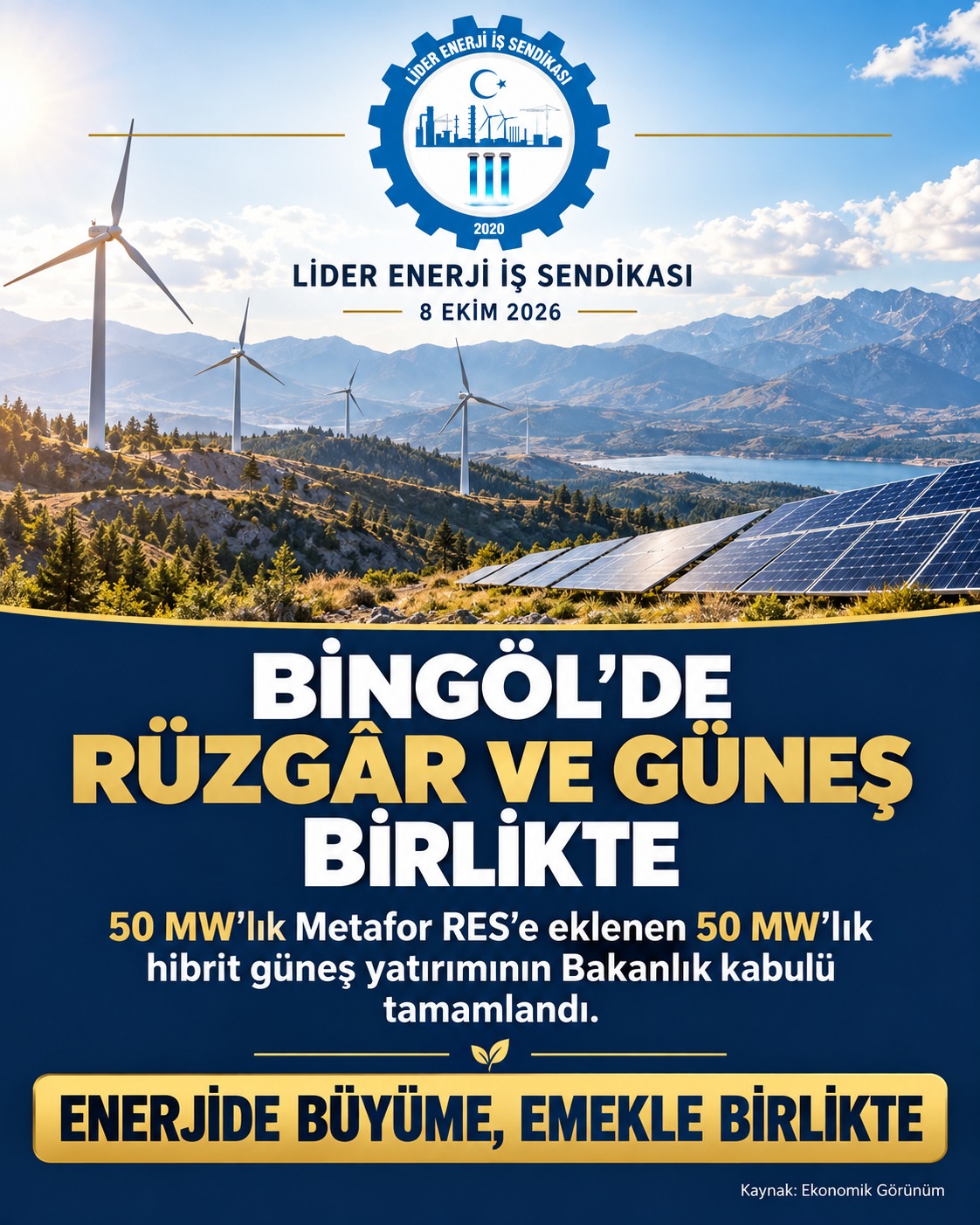 Bingöl’de rüzgâr ve güneş birlikte